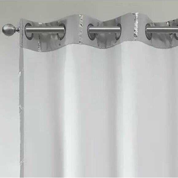 Intelligent Design Raina Blackout Metallic Print Grommet Top Window Curtain - Picture 6 of 10
